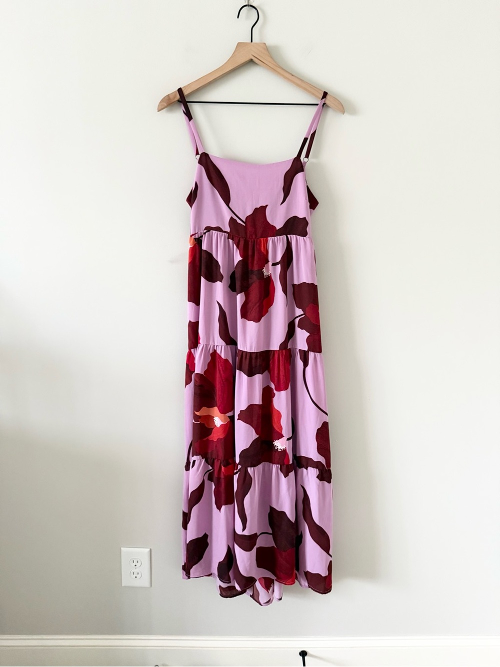 Sanctuary Get Away Floral Tiered Maxi Dress Lavender Pink Size S
